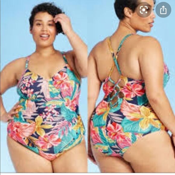 Kona Sol Tropical Print Swimsuit NEW - Picture 1 of 3